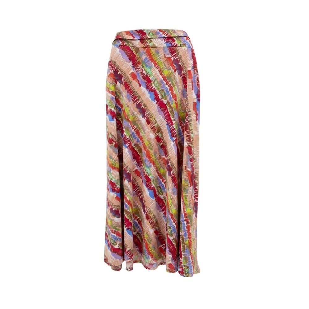 Sophia & Jayne Colorful Summer Maxi Skirt Abstract Brushstroke EUC Stretchy Boho